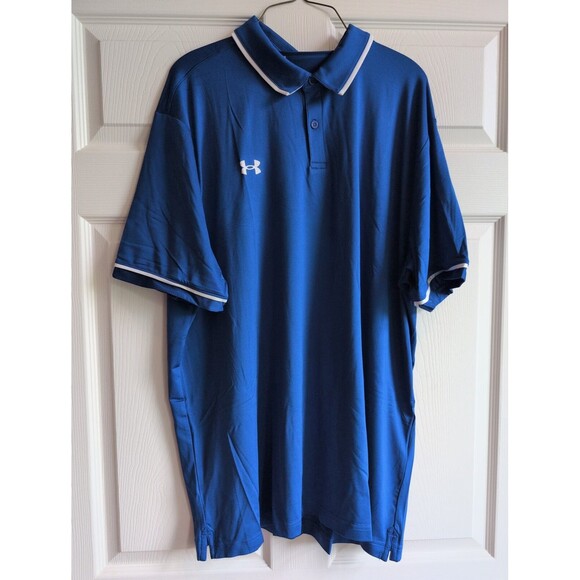 Under Armour Golf Men's Team Tipped Polo Shirt - 2XL - Blue - Picture 1 of 3
